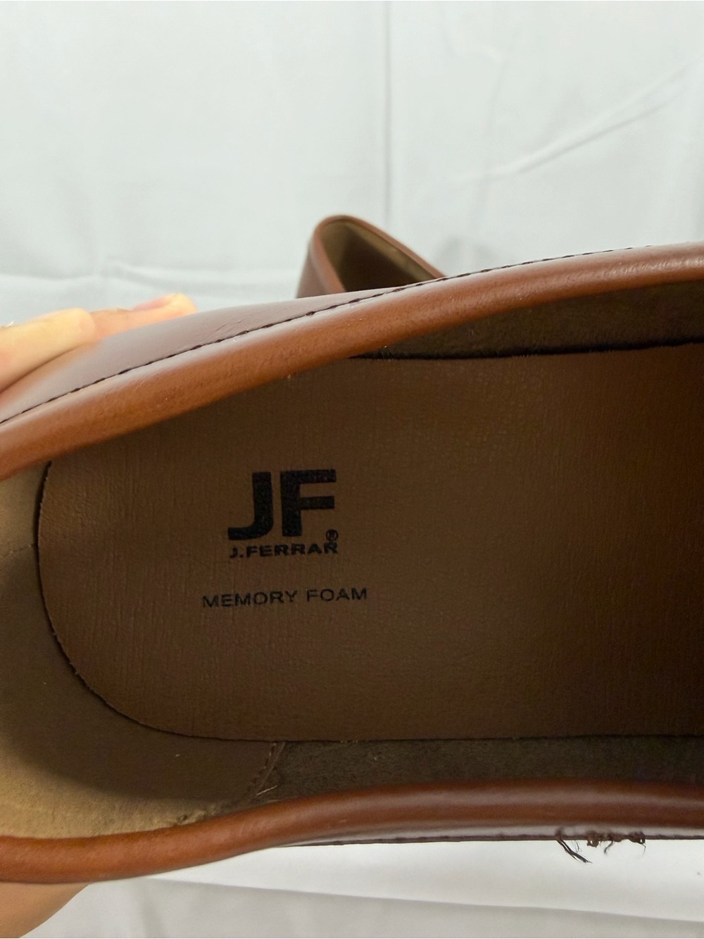 NWT j.ferrar Men's Size 12 Cognac Brown Textured Penny Loafers - Picture 4 of 9